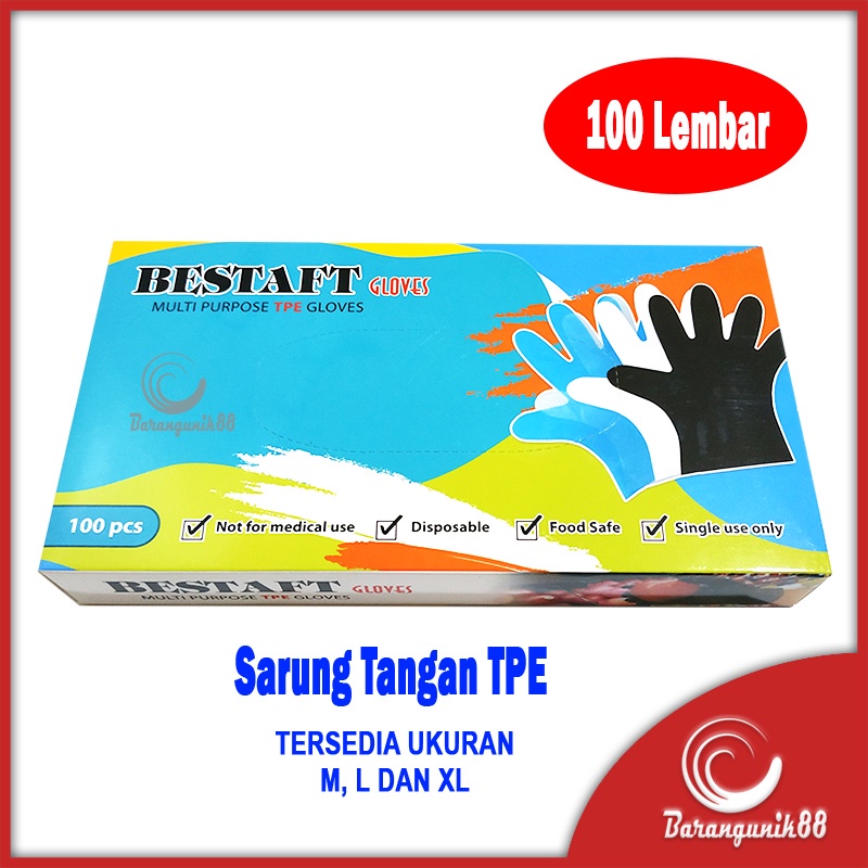 Sarung Tangan TPE Sekali Pakai Food Safe 100pcs Multi Purpose TPE Hand Gloves Disposable