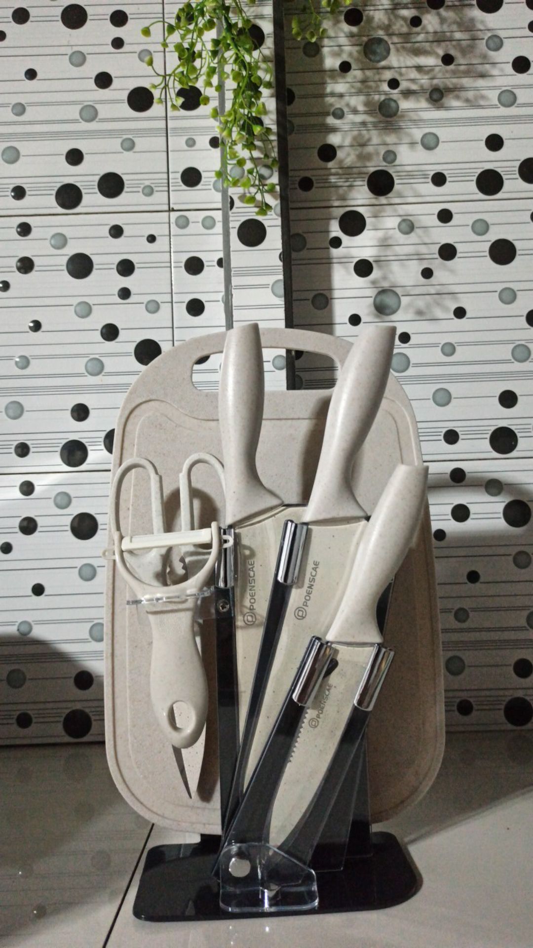7 In 1 Kitchen Knife Set / Talenan, Pisau, Pengupas, Gunting Dapur Set Pisau Set