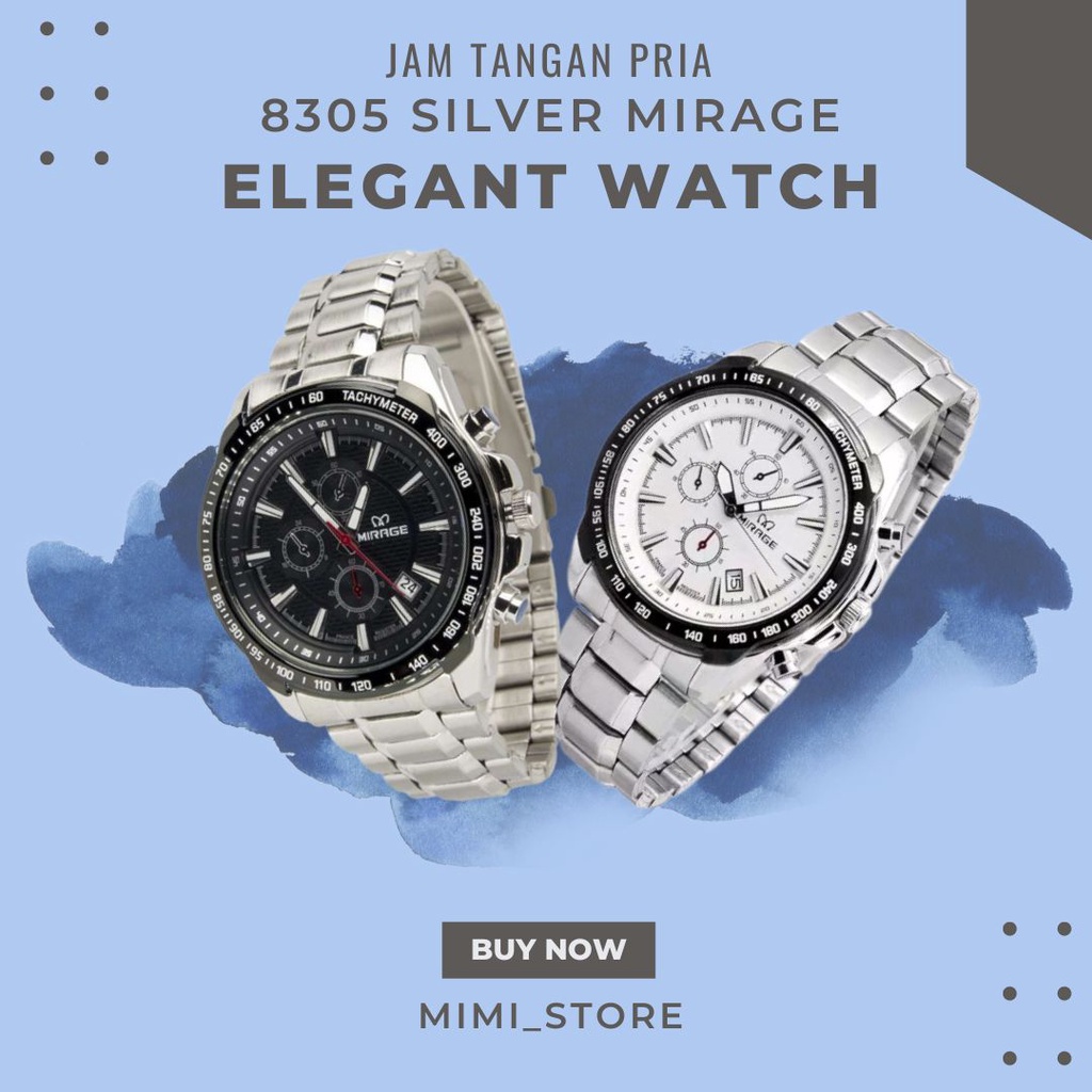 Jam Tangan Pria Mirage 8305 Silver Original