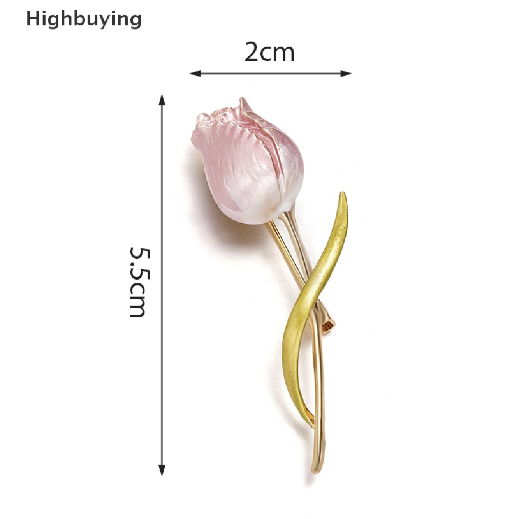 Hbid Bros Pin Enamel Bentuk Bunga Tulip Pink Elegan Untuk Wanita