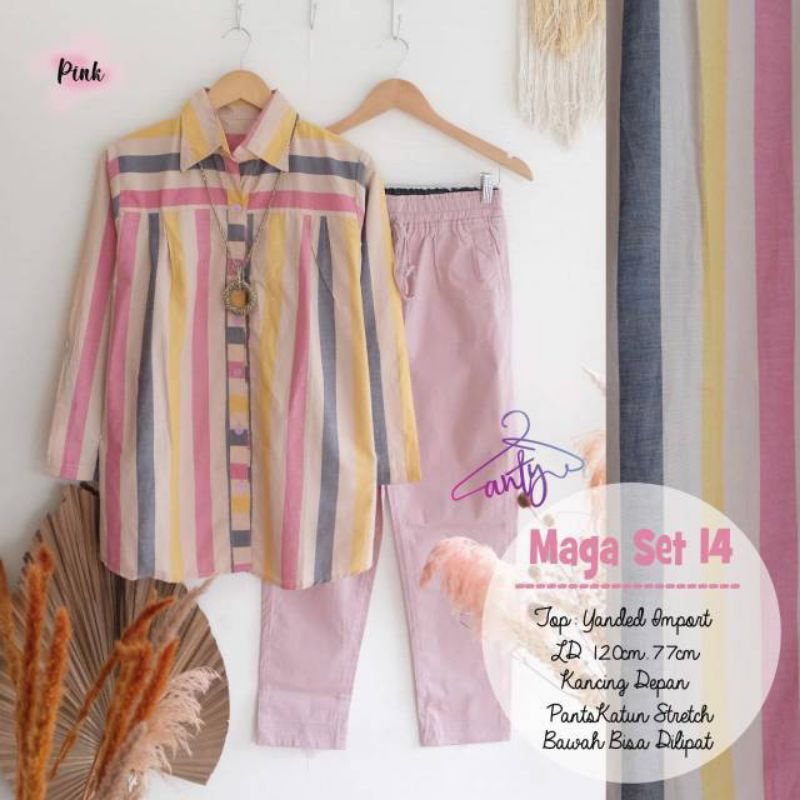 Bydii - Setalan Salur Katun Jumbo Maga Set# 14 by Anty Fashion Solo