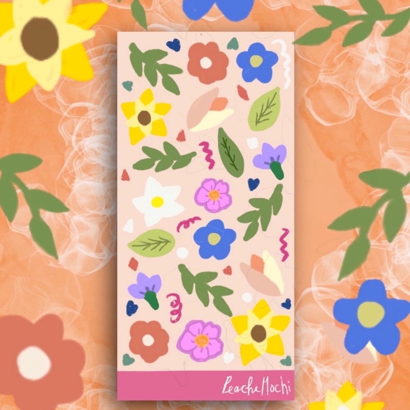 

Floral decoration Kisscut Sticker sheet Vinyl Doff / scrapbooking / stiker jurnal / stiker polaroid
