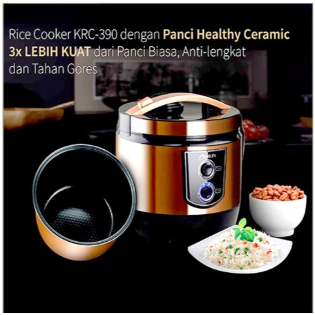 Kirin Rice Cooker / Magic Com Ceramic 2 Liter KRC-390 RD RED 2L