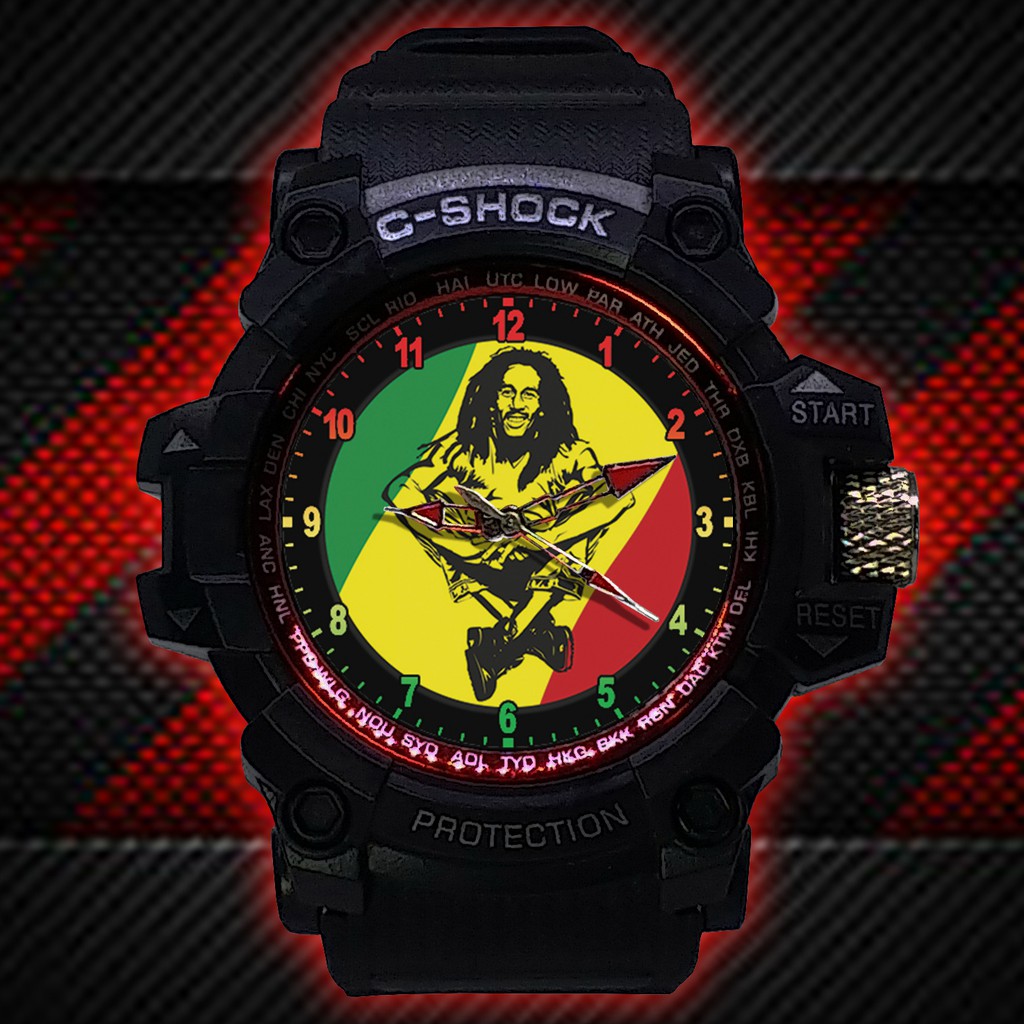 (ISTIMEWA BOSSQUE) JAM TANGAN BOB MARLEY LIST MERAH - EXCLUSIVE 6