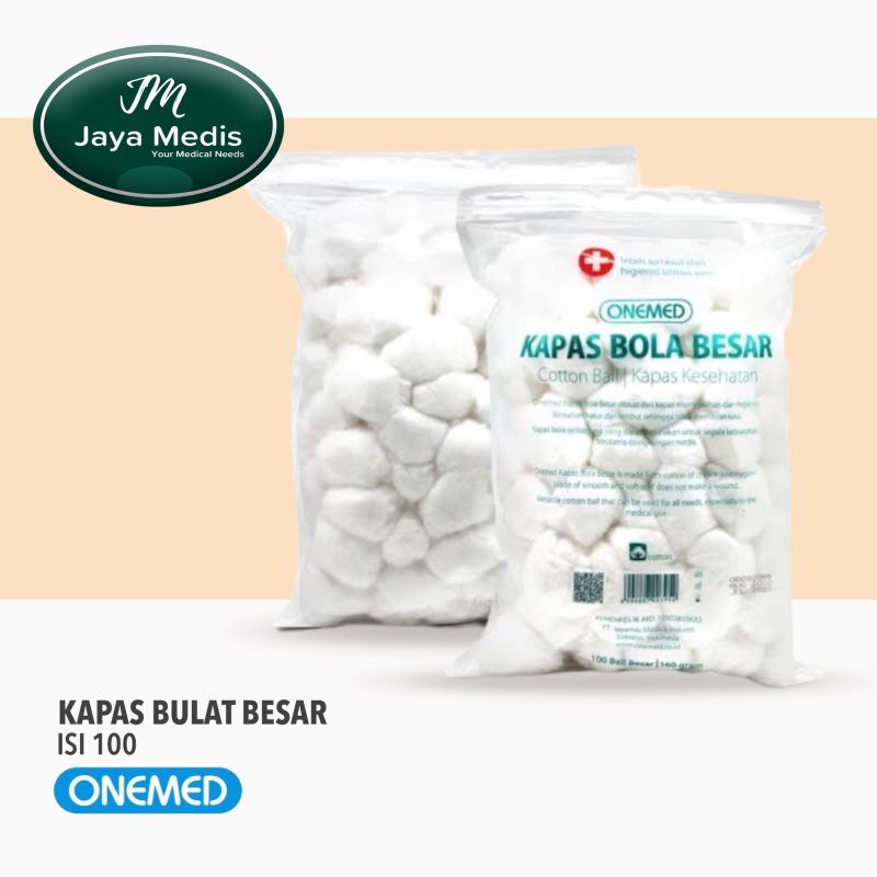 Kapas Bola Besar - Cotton Ball - Onemed 1 Pack Isi 100 Ball