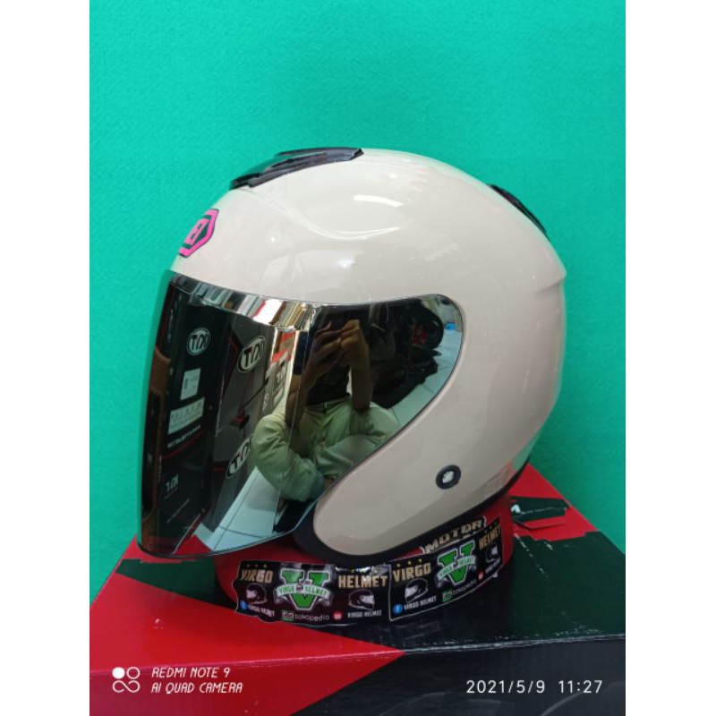 DYR HELM HALLFACE MODEL KYOTO+VISOR GOLD SETIKER SHOEI