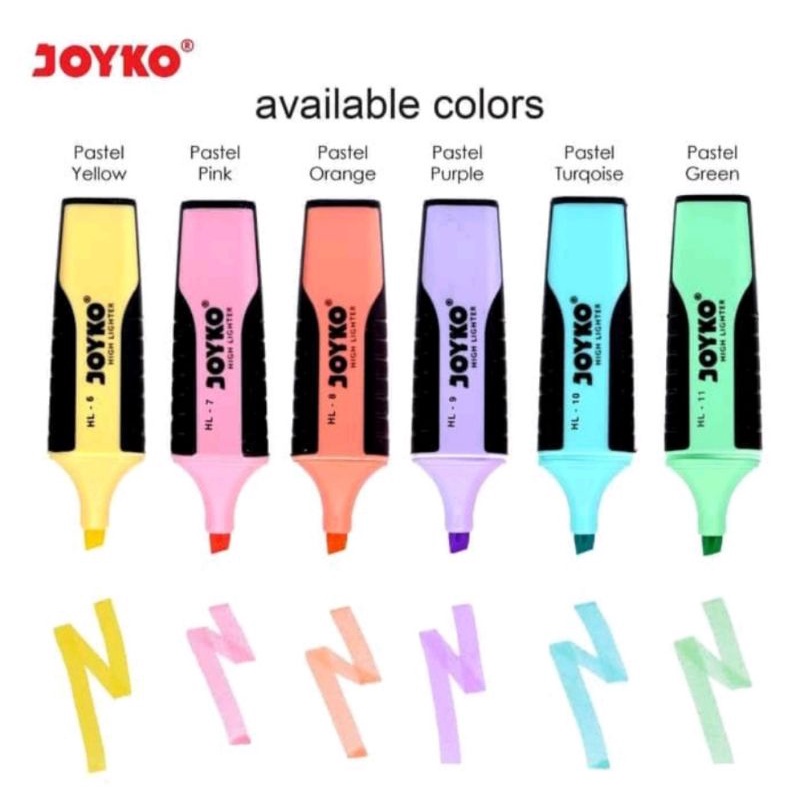 

Joyko Highlighter HL 6-11 Warna Pastel