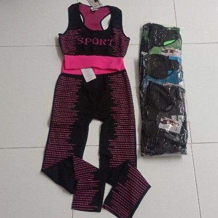 Setelan senam wanita yukensi celana panjang set muat jumbo termurah celana legging yoga zumba gym