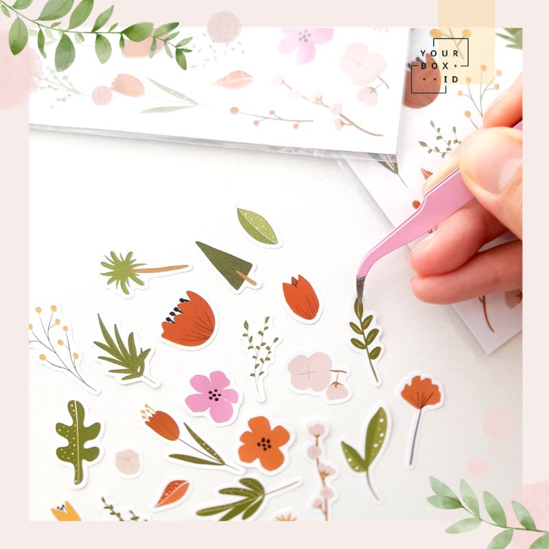 

Sticker Sheet Botany / Stiker Bunga / Stiker Label Floral / Journal