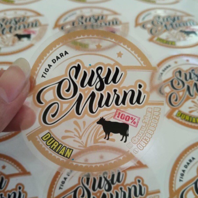 Cetak Stiker Label Kemasan Transparan Anti Air Cutting Bulat / Kotak Cocok Unt. Cup Minuman/Makanan-6