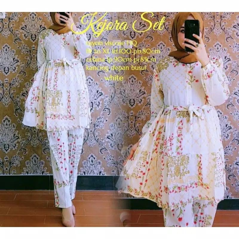 LESTI DAILY SET STELAN WANITA MOTIF FLORAL BUNGA ONESET RAYON