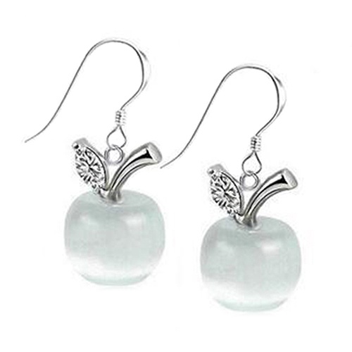 Hu Hu Hu Hu Hu Alat Bantu Pasang Kacamata♡ Anting Kait Gantung Sterling Silver 925 Desain Apel Hias Opal Zircon Untuk Wanita