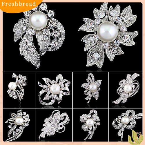 [ TERLARIS]New Bridal Bouquet Rhinestone Crystal Brooch Pin Silver Pearl Brooches Flower