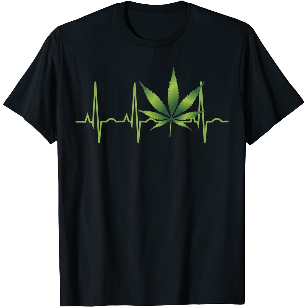 KAOS Weed Shirts for Men & Women Marijuana Leaf Heartbeat Gift T-Shirt