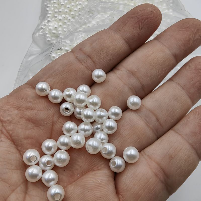 10 GRAM MUTIARA JAHIT PREMIUM / MUTIARA LUBANG KUALITAS HALUS DAN KILAU WARNA PUTIH DAN BW PUTIH TULANG