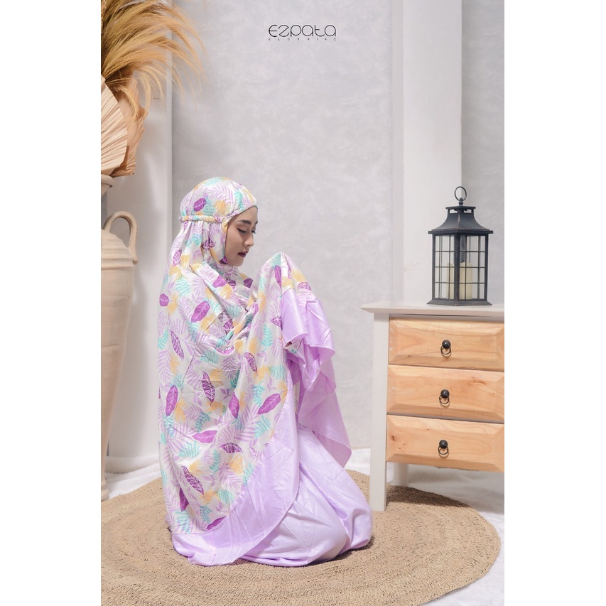 Ezpata Mukena Jumbo Wanita Dewasa Muslim Muslimah Warna Warni Cerah Rukuh Motif Floral Bunga Daun Bahan Rayon Bali Tidak Panas