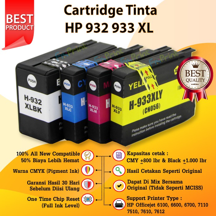 Cartridge TInta Compatible HP 932 XL, Printer HP Officejet 6100 6600