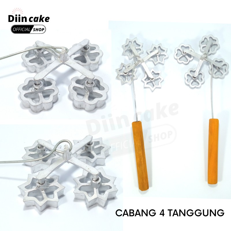 Cetakan Kue Kembang Goyang Bentuk Bunga / Bintang Cabang Gandeng isi 4 Diameter 5 cm