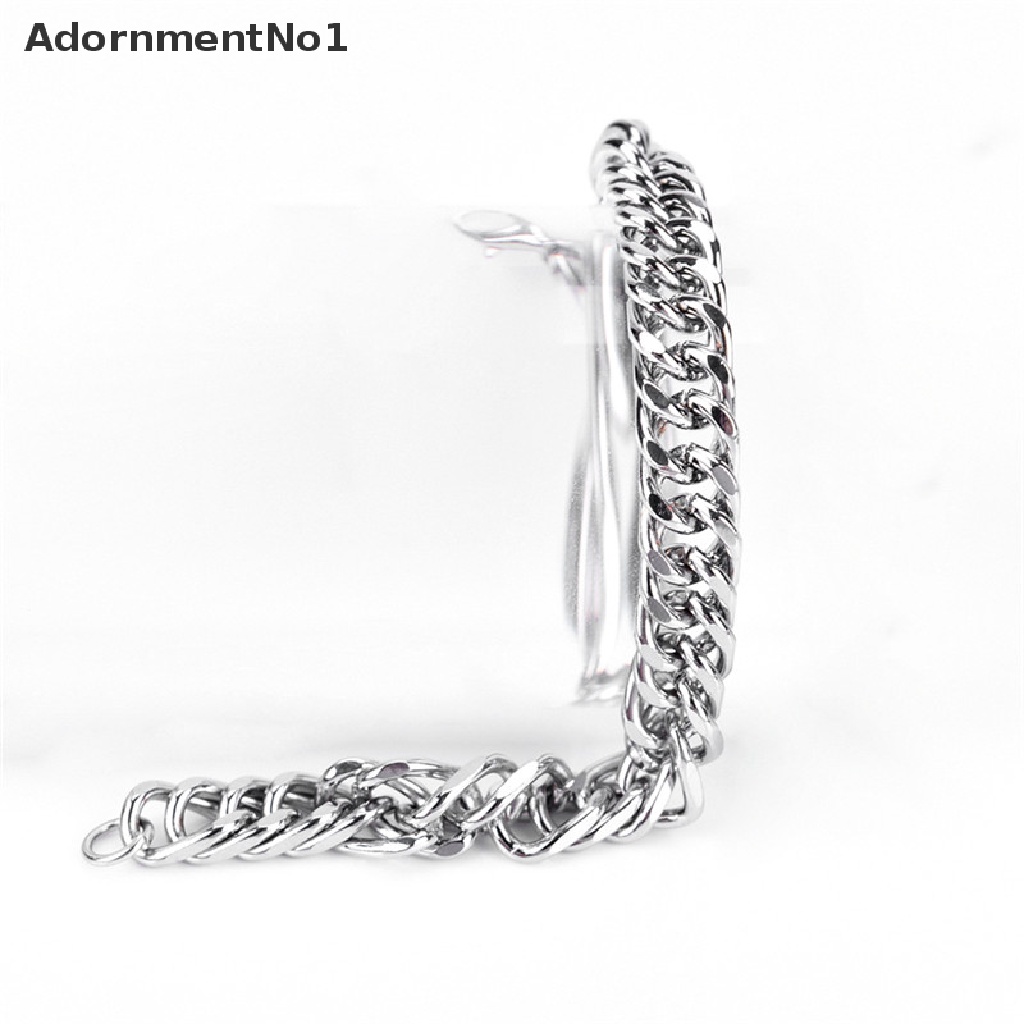 (AdornmentNo1) Gelang Tangan Rantai Bahan Stainless Steel Gaya Punk Untuk Pria