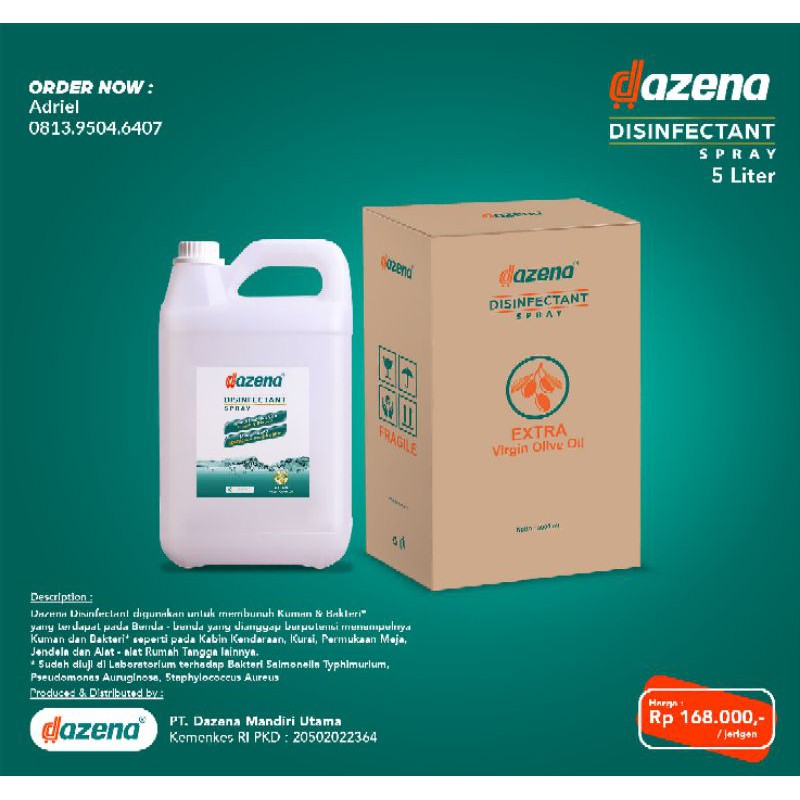 

Disinfectant Dazena 5 Lt extra Virgin Olive Oil