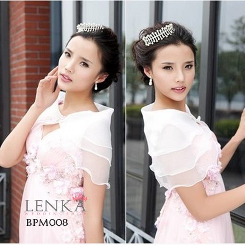 (BEST SELLER) AKSESORIS BOLERO BROKAT PESTA PENGANTIN PUTIH MODERN BPM008