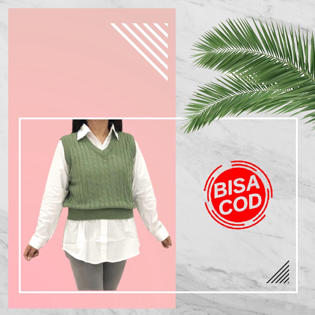 Sweater wanita bahan tebal / Rompi Cable / Rajut wanita atasan rompi / rompi sweater rajut / rompi s