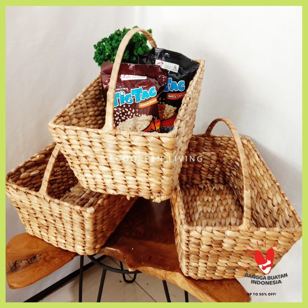 KERANJANG BUAH / KOTAK BUAH / TEMPAT BUAH / FRUIT BASKET ANYAMAN ENCENG GONDOK/ HAMPERS BOX A001