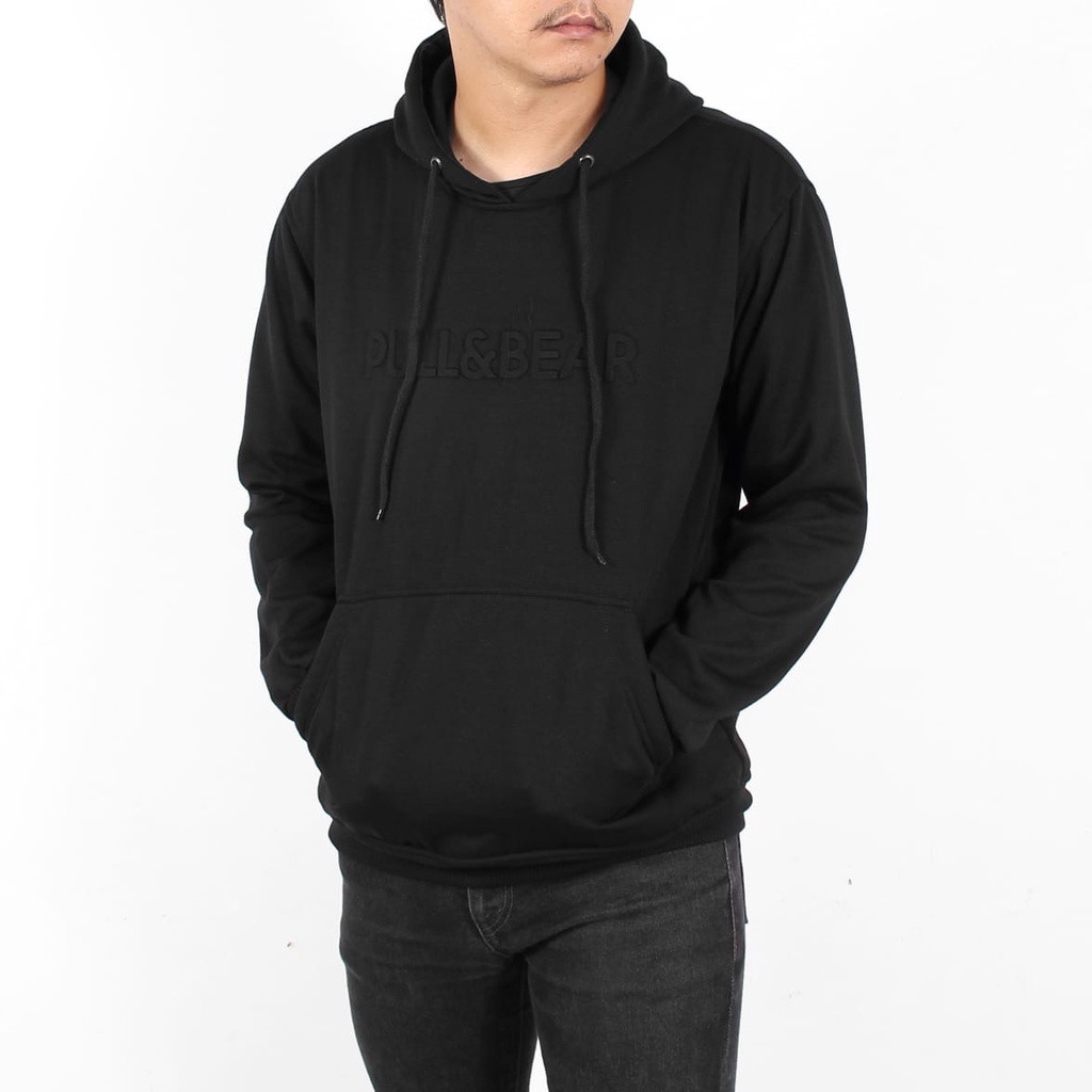 SWEATER HOODIE PULL&amp;BEAR EMBOS &amp; FLOCKING PREMIUM PRIA-WANITA(UNISEX)MURMER