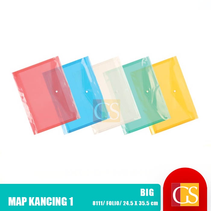 

Map Plastik / Map Data BIG Kancing 1 Warna Bening Folio 8111