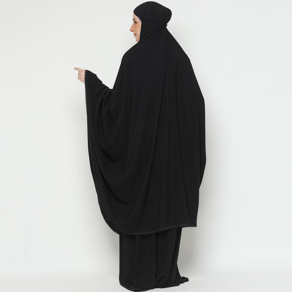 Mukena Jumbo Tatuis Shiva 093 Katun Rayon Polos Hitam Black Putih Broken White Adem Travel Cantik