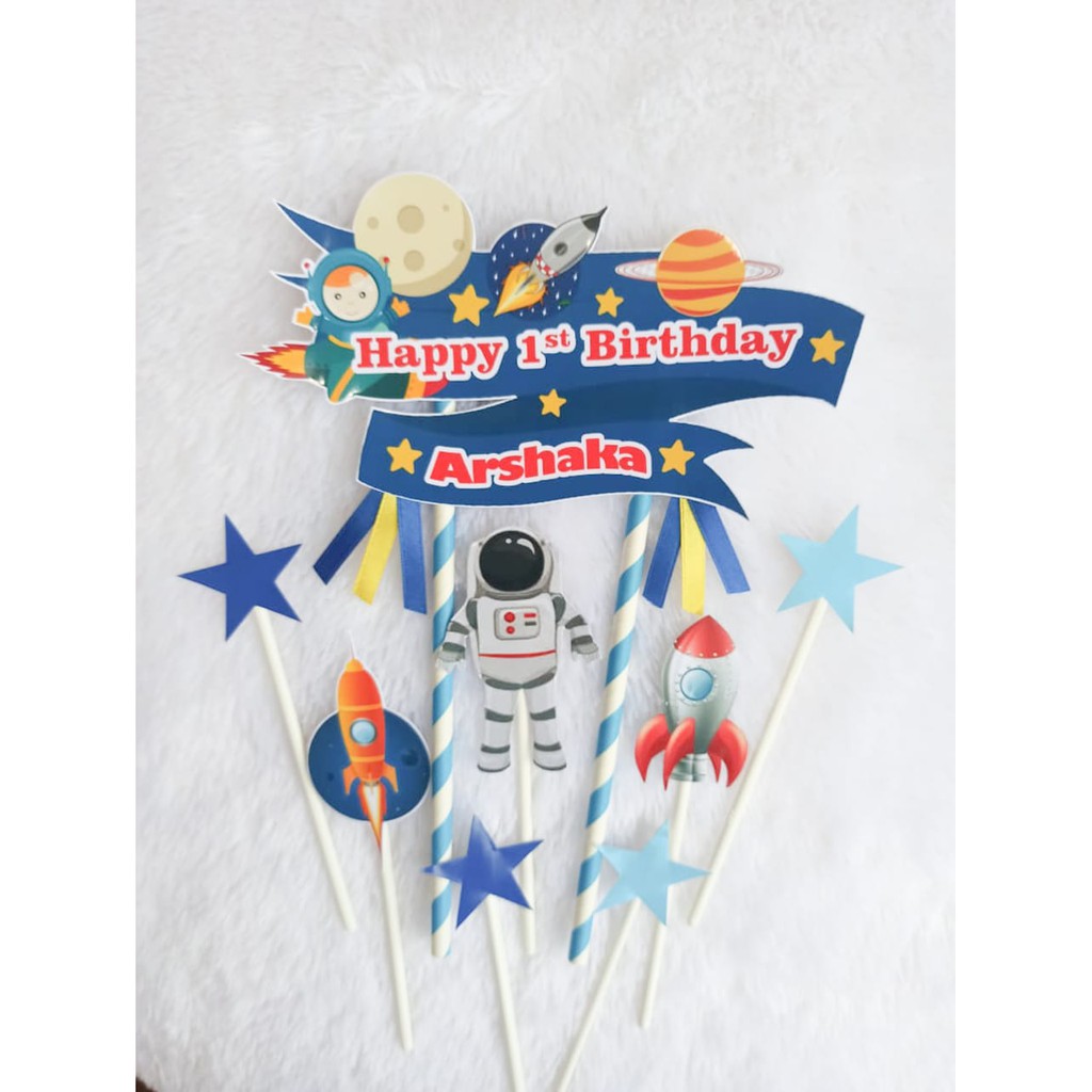 Cake Topper Astronot / Topper kue Outer Space Astronot / Hiasan kue Astronot / Topper luar angkasa