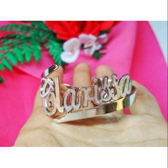 Gelang Nama Anak Rhodium Lapis Emas Putih