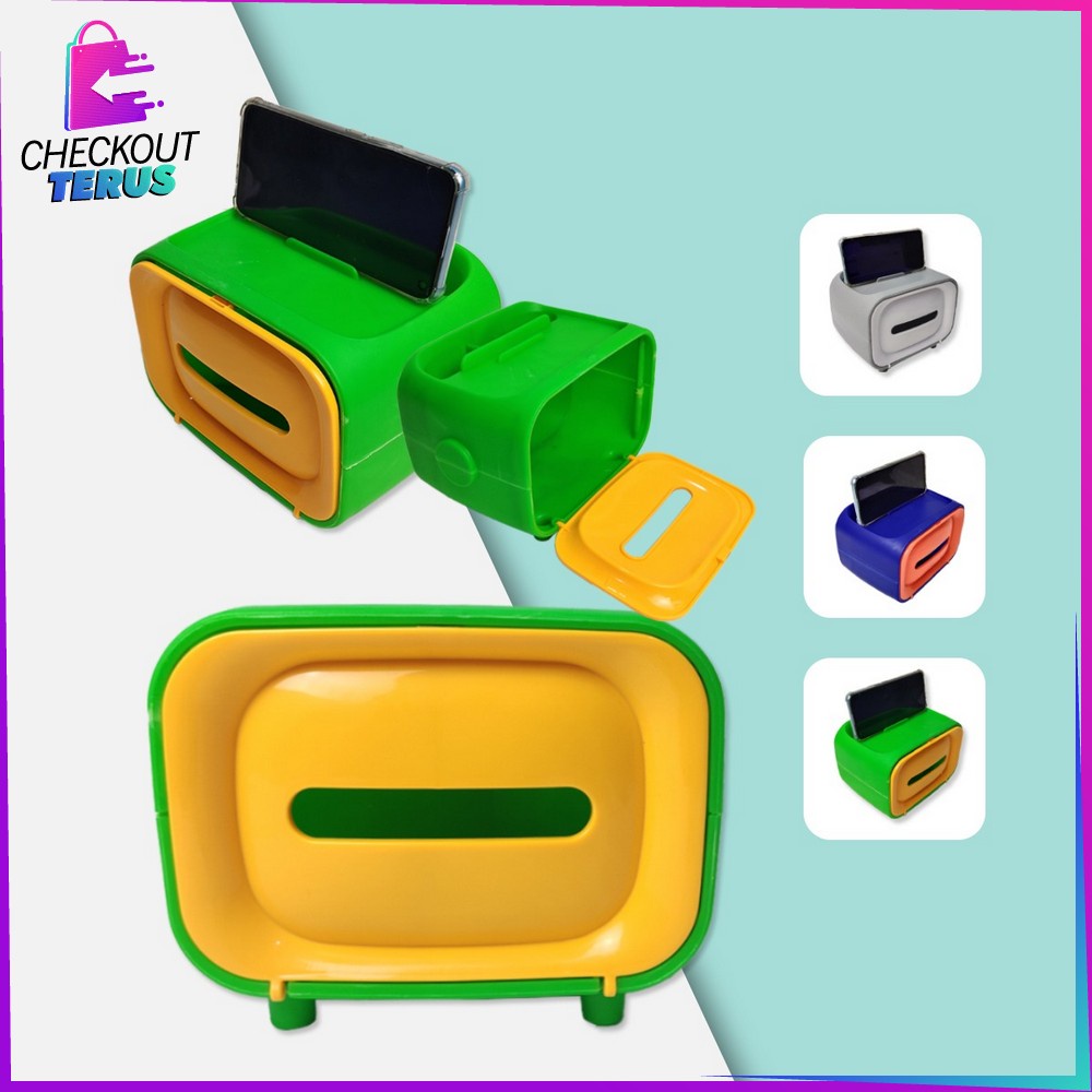 CT C417 Kotak Tisu Serbaguna Karakter Kotak Tisu Bentuk TV Tempat Tisu Smartphone Holder Tissue Box Multifungsi Storage Box Organizer Phone Holder