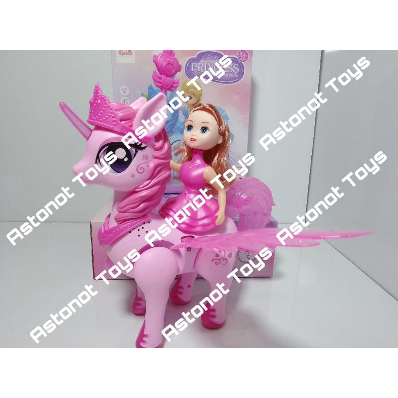 Mainan Unicorn Berjalan Kuda Princess Pony Music dan Lampu BRO1546