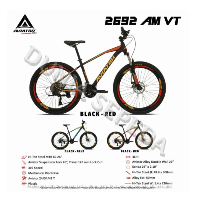 SEPEDA GUNUNG AVIATOR 26 INCH AT 2692 AM-VT ORI TERMURAH - BLACK BLUE