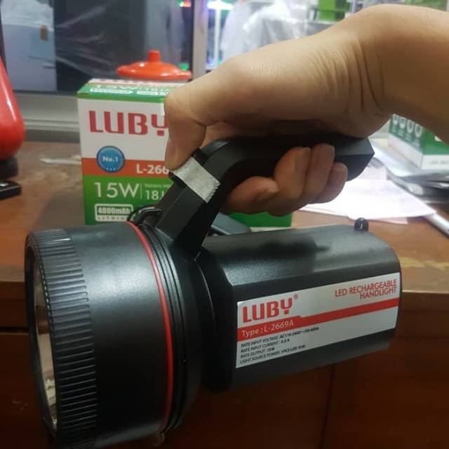 Senter LED Luby Lithium Rechargeable Handlight L-2669A Putih