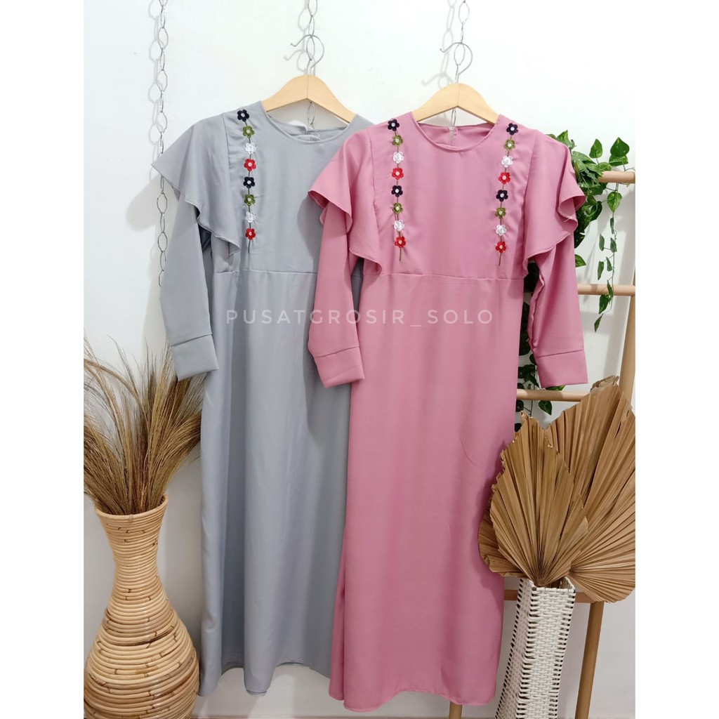 CUCI GUDANG!! VIOLETTA  BORDIR MAXY DRESS PUSATGROSIR_SOLO/ DRESS BORDIR PESTA KONDANGAN FORMAL POLOS