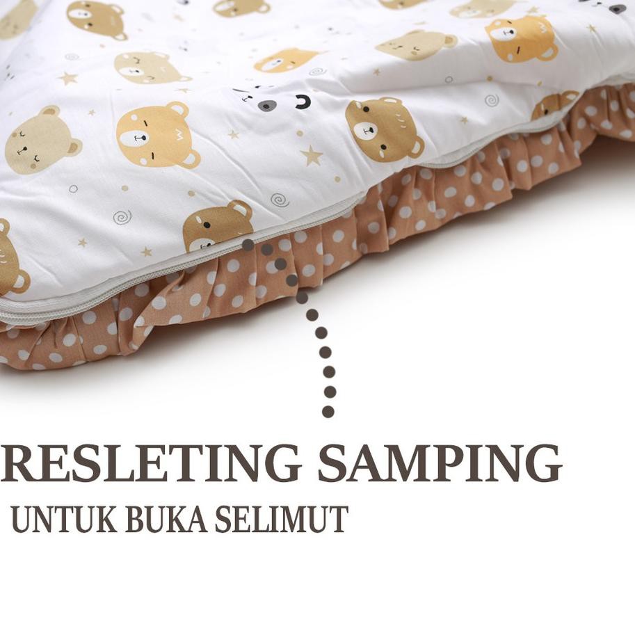 ♙ KASUR BAYI SLEEPINGBAG DENGAN SELIMUT TOPI BAHAN TEBAL DAN LEMBUT ➣