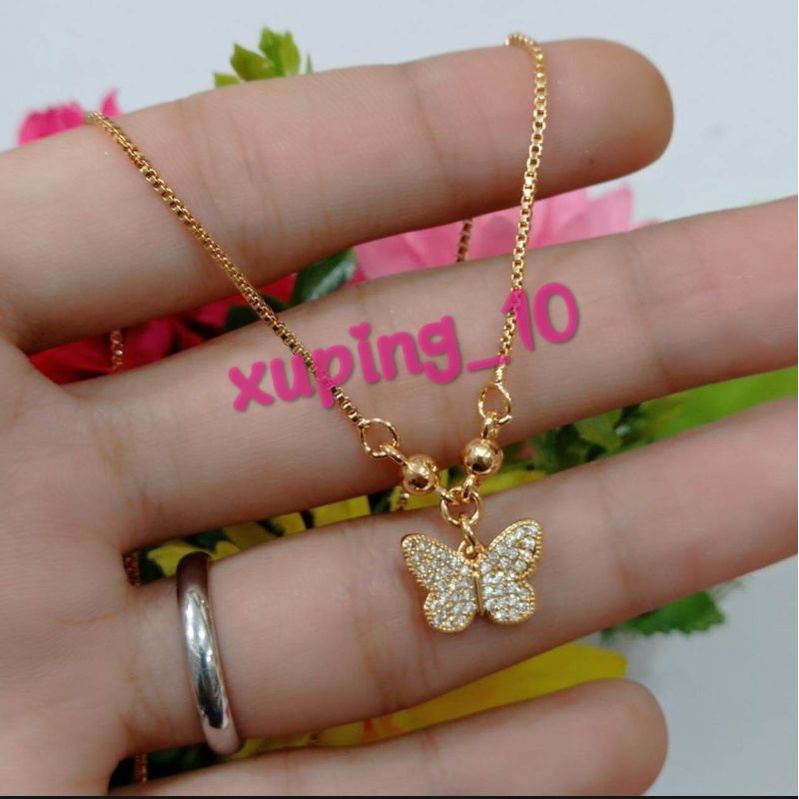 Kalung Perhiasan Wanita Dewasa Motif Kupu-Kupu Cantik Permata Gold