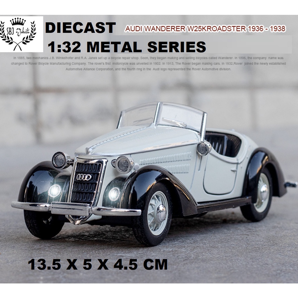 DIECAST miniatur MOBIL AUDI WANDERER W25K ROADSTER 1936 SKALA 1:32