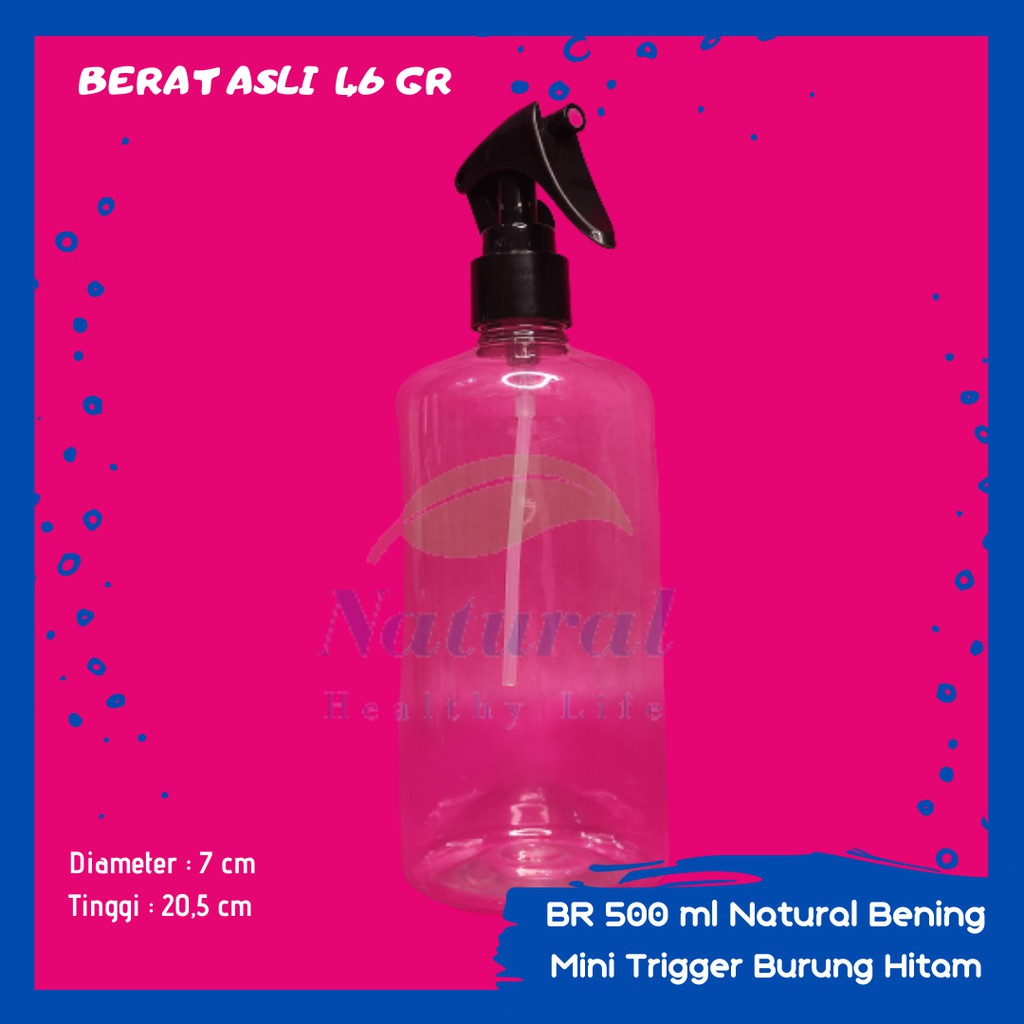 Botol 500ml Natural Bening DW Mini Trigger Burung Spray N 24 Bahan Pet