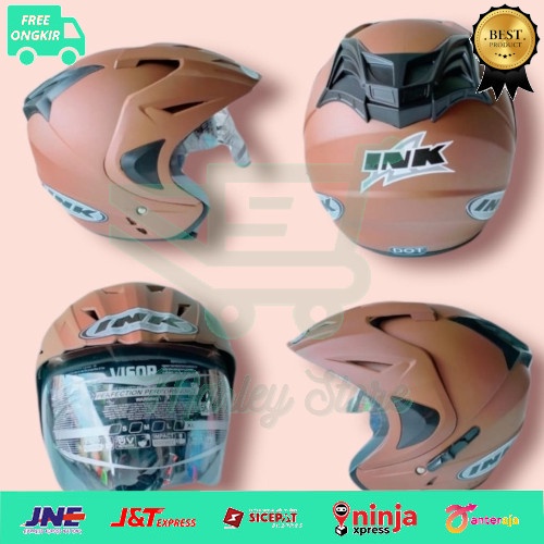 Helm jp8 T1 tempel stiker ink coklat doff free packing aman warna lucu