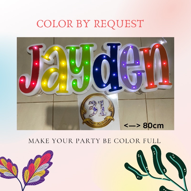 Nama Styrofoam/Sterofoam + Lampu 80Cm. Font Bisa Request
