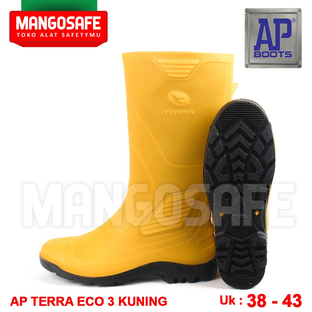 AP Boots Terra Eco 3 Kuning / APBoots Sepatu Karet PVC Boot Tinggi Panjang / Sepatu Boot Hujan Anti 