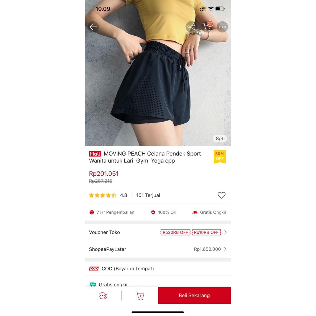 Moving peach celana pendek sport wanita