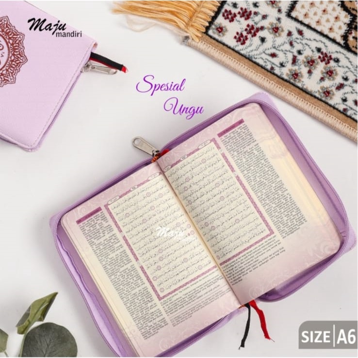 Mushaf Saku Mini Resleting Quran Terjemahan Ukuran A6 ( 16 x11) Alquran Tanpa Tajwid