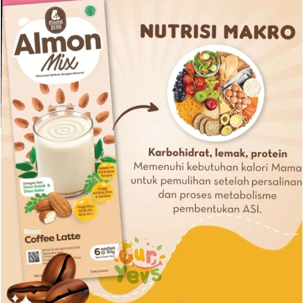 Mama Bear Almon Mix NEW FORMULA COFFEE LATE / Almonmix mamabear / mama bear almond/ ASI Booster / Pelancar ASI