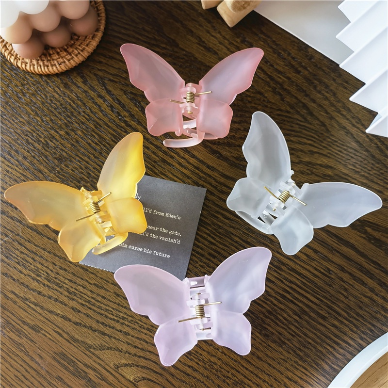 FAIRY FROSTED BUTTERFLY KOREAN HAIR CLAW JAW CLIPS MINI SMALL JEPIT JEPITAN BADAI JEDAI KLIP RAMBUT KUPU-KUPU KUPU KUPU KECIL KOREA WANITA WOMEN THICK HAIR ACCESSORIES CLUTCHER CLIP ACRYLIC SOLID COLOR MEDIUM HAIRCLIP