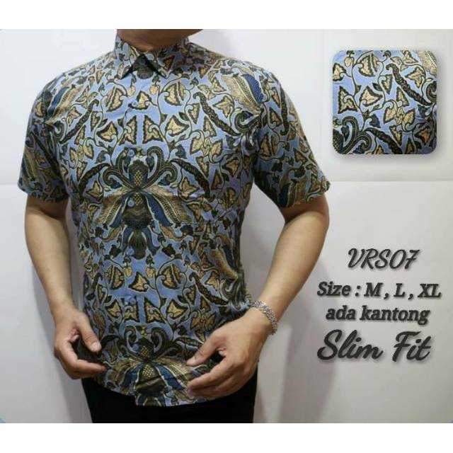 VRS007 kemeja batik slimfit lengan pendek