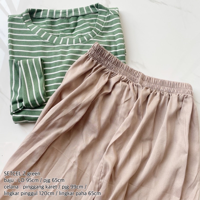 set baju celana KALLYOUTFIT-SETCEL Z GREEN